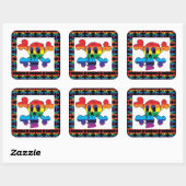 CARRÉ STICKER RAINBOW SKULL. (Feuille)