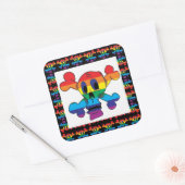 CARRÉ STICKER RAINBOW SKULL. (Enveloppe)