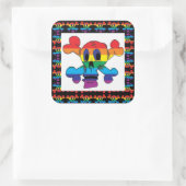 CARRÉ STICKER RAINBOW SKULL. (Sac)