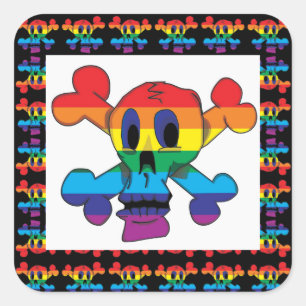 CARRÉ STICKER RAINBOW SKULL.