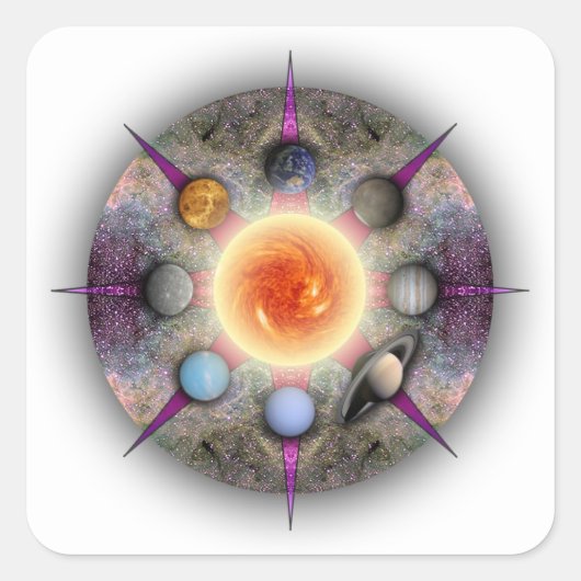 Carré Sticker rectangulaire Mandala planétaire (Devant)
