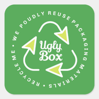 Carré Sticker Recyclé emballage boîte moche vert & chaux