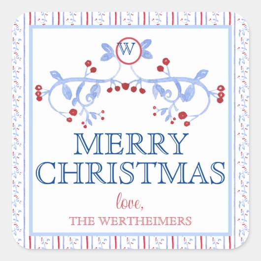 Carré Sticker Red Blue Grand Millennial (Devant)