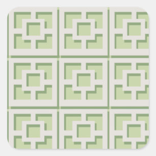 Carré Sticker Retro Green Trellis