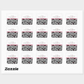 Carré Sticker Retro noir fleurs blanches 'Save the Date' (Feuille)