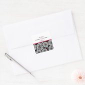 Carré Sticker Retro noir fleurs blanches 'Save the Date' (Enveloppe)