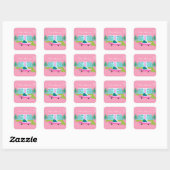 Carré Sticker Retro Pink Palm Springs (Feuille)