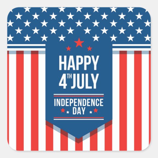 Carré Sticker rond classique 4 juillet jour de l'indépen (Devant)