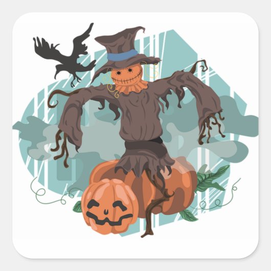 Carré Sticker rond Halloween classique/Scarecrow (Devant)