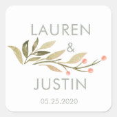 Carré Sticker rond Monogramme Floral Forêt Magique (Devant)