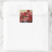 Carré Sticker rond roses et pivoines (Sac)