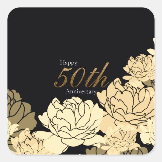 Carré sticker rose 50e anniversaire or, tan et beige (Devant)