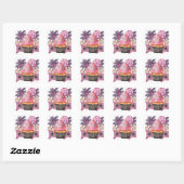 Carré Sticker Rose avec Gâteau et Araignées (Feuille)