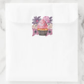Carré Sticker Rose avec Gâteau et Araignées (Sac)