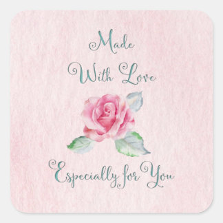 Carré Sticker Rose Fabriqué avec amour pour vous
