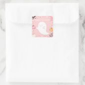 Carré Sticker rose Halloween heureux (Sac)