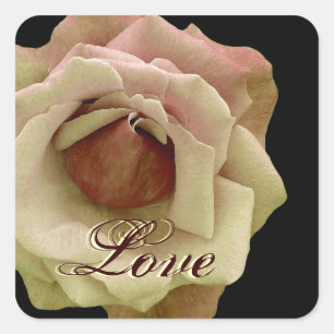 Carré Sticker Rose Mariage de l'AMOUR au chocolat jaune