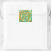 Carré Sticker Rose orange et vert (Sac)