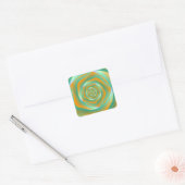 Carré Sticker Rose orange et vert (Enveloppe)