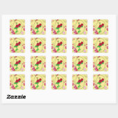 Carré Sticker Rose peint (Feuille)