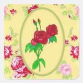 Carré Sticker Rose peint (Devant)
