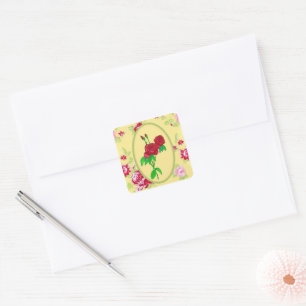Carré Sticker Rose peint