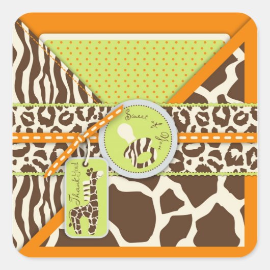 Carré Sticker Safari Boy Orange TY B (Devant)