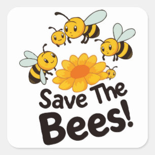 Carré Sticker Save the Bees - Conservation des abeilles