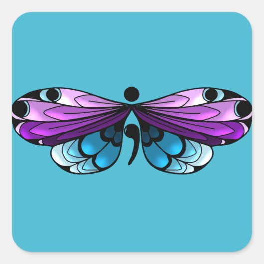 Carré Sticker semi-colon pour papillon de sensibilisatio (Devant)
