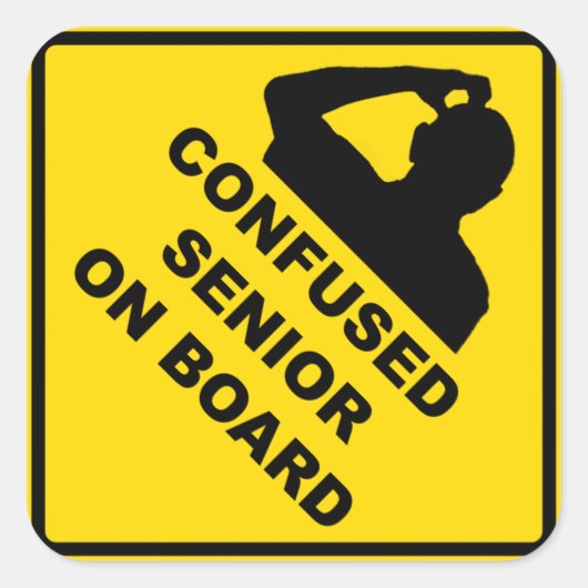 Carré Sticker Senior Confus À Bord (Devant)