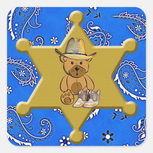 Carré Sticker Sheriff Badge Bandanna Bleu (Devant)