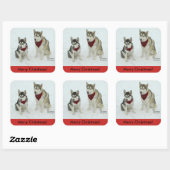 Carré sticker Siberian Husky Christmas (Feuille)