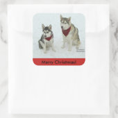 Carré sticker Siberian Husky Christmas (Sac)