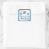 Carré Sticker Silver Aqua Blue Green Snowflakes (Sac)