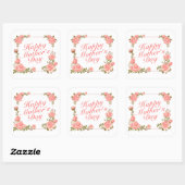Carré Sticker simple Happy Mère's Day Floral Frame (Feuille)