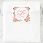 Carré Sticker simple Happy Mère's Day Floral Frame (Sac)