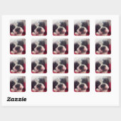 Carré Sticker Sleeping Boston Terrier (Feuille)