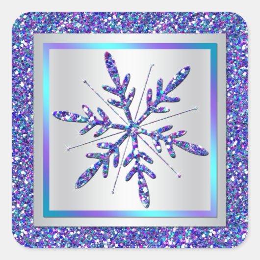 Carré Sticker Snowflake violet, Parties scintillant arge (Devant)