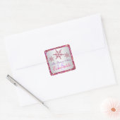 Carré Sticker Snowflakes rose, violet Parties scintillan (Enveloppe)
