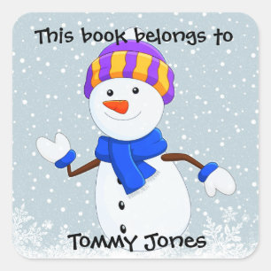 Carré Sticker Snowman Design Cute
