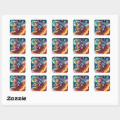 Carré Sticker Space Cat (Feuille)