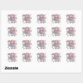 Carré Sticker spatial astronaute kawaii (Feuille)