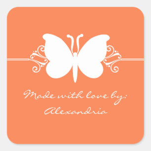 Carré Sticker Sticker Swirls Papillon Corail