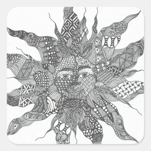 Carré Sticker Sun Zentangle (Devant)