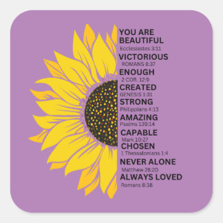 Carré Sticker Sunflower Christian Rappels