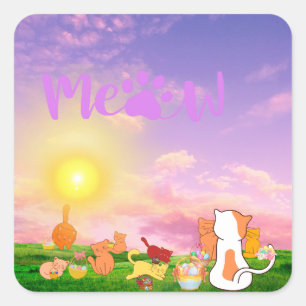 Carré Sticker Sunrise Du Chat Meow