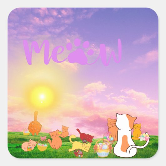 Carré Sticker Sunrise Du Chat Meow (Devant)