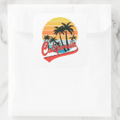 Carré Sticker Sunset California Retro (Sac)