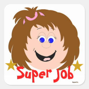 Carré Sticker Super Job Little Girl Blue Eyes