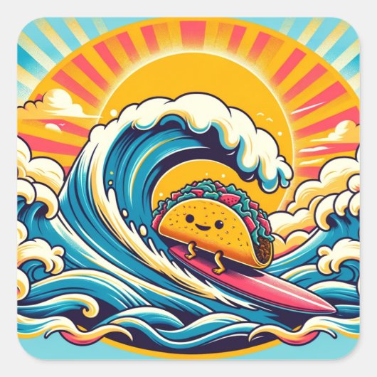 Carré Sticker Taco Géant Surfing (Devant)